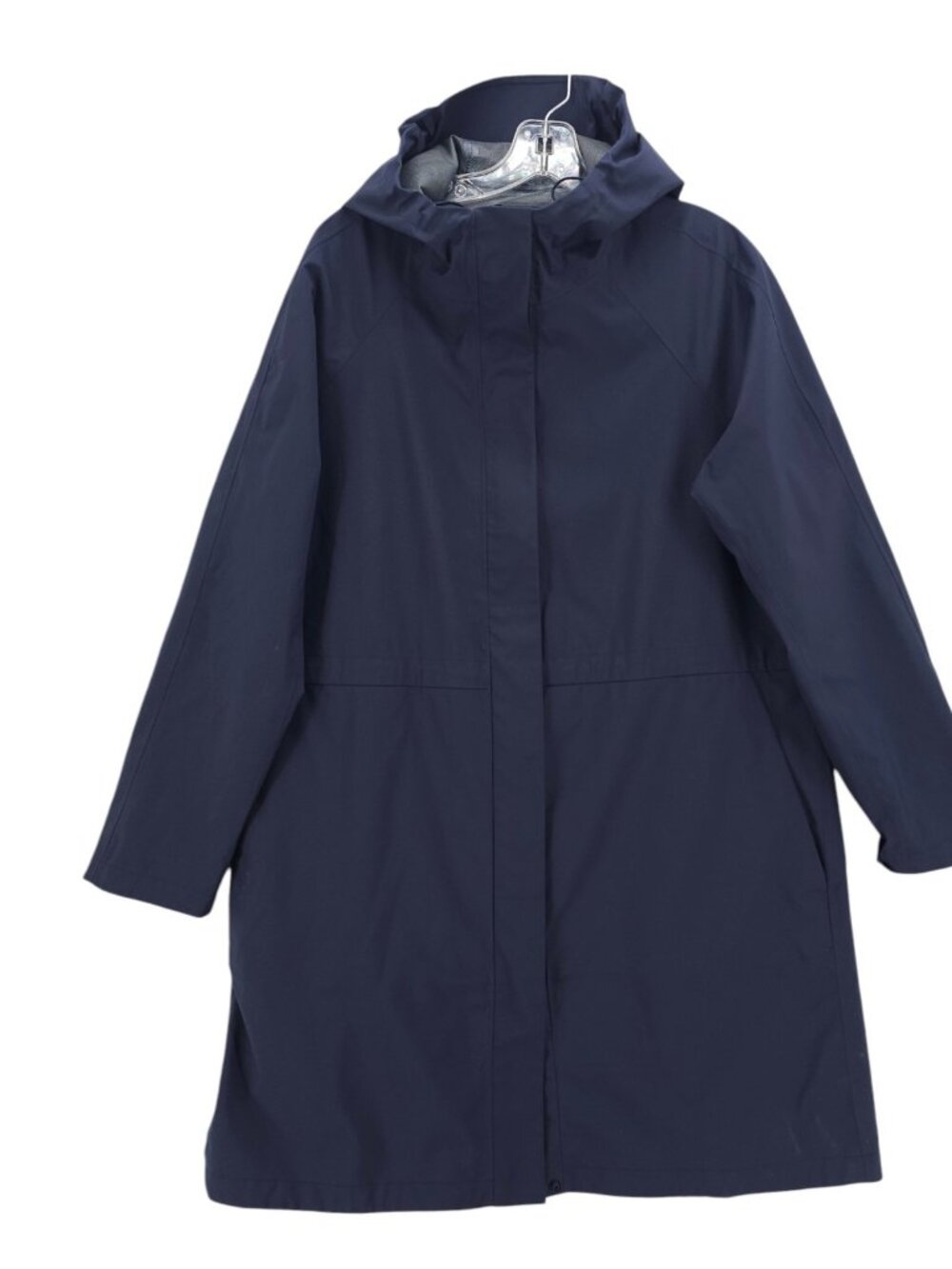 UNIQLO Navy Blue Raincoat Rain Jacket Hooded Water Resistant Stretch Women's XL